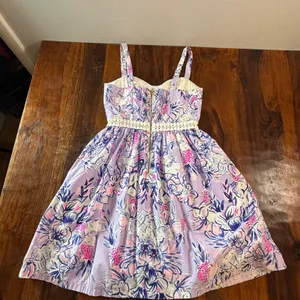 Lilly Pulitzer Purple Floral Elephant Print Cotton Fit Flare Dress 00 Sweetheart thumbnail 2