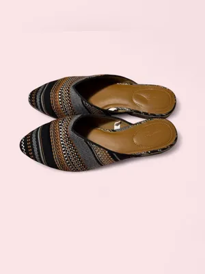 Universal Thread Black, Brown & Tan Woven Slip-On Mules thumbnail 3