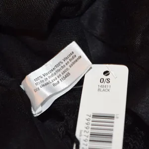 NWT New Directions Solid Black Shimmery Pashmina Scarf, Fringed thumbnail 5