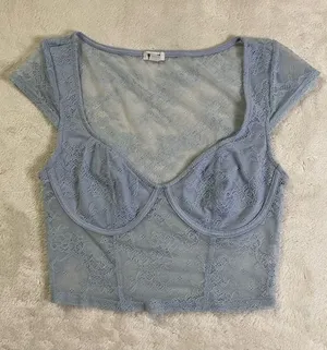 Garage Baby Blue Sheer Lace Crop Top size S thumbnail 1