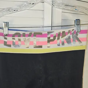 Victoria's Secret PINK Womens‎ Y2K Black Fold Over Waist Leggings Small thumbnail 3
