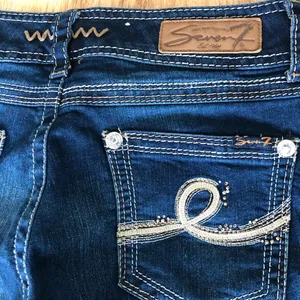 SEVEN 7 Low Rise Medium Wash Distressed Blue Denim Skinny Jeans Women's Size 28 thumbnail 7