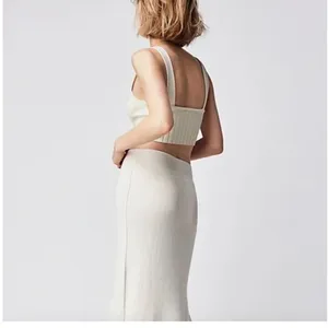 Free People cream knit Golden Hour Midi‎ Skirt size large NWT thumbnail 3