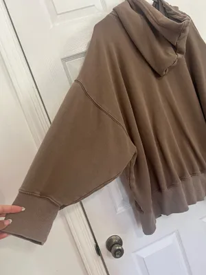 Free People Movement XS Oversized Hoodie Taupe Athleisure Boho Lounge Sweatshirt thumbnail 11