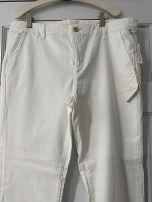 Caslon Cotton Chino Cropped Pants Pockets Straight White Stretch Women Size 12 thumbnail 2