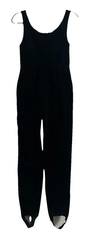 Vintage 90s DKNY Velvet Jumpsuit Pleated Waist Scoop Back Cinched Ballet Size 2 thumbnail 1