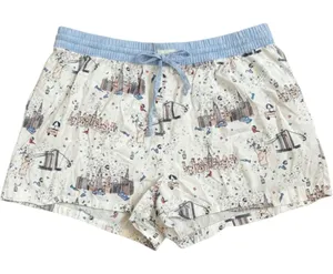 Gap Pajama Shorts Women Large White NYC Skyline Brooklyn Bridge Sleepwear thumbnail 1