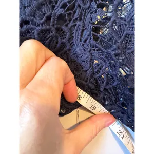 Nanette Lepore Lace Top Womens Size M Navy Blue Mock Neck Zipper Back Coquette thumbnail 7