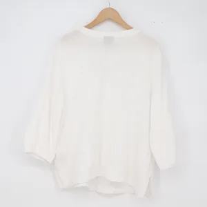 JM Collection Top Womens L Peasant Lace Up White Gauze 3/4 Sleeve Good thumbnail 6