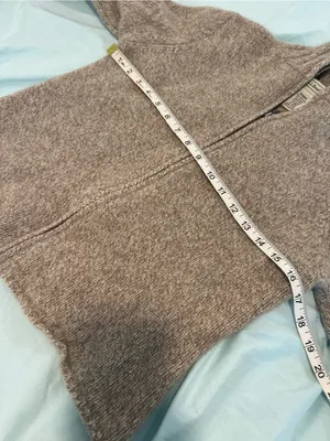 LL Bean Lambswool Angora Blend Oatmeal Sz:M Full Zip Cardigan Sweater Mock Neck. thumbnail 3