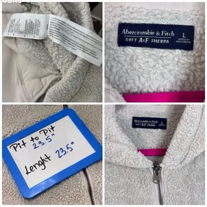 Abercrombie & Fitch Sherpa hoodie Women Large Soft a&f Langenlook gorcpore cream thumbnail 6