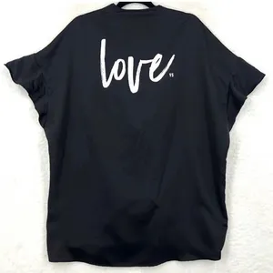 Victorias Secret Black Satin Love Graphic Kimono Robe‎ Ruffle Sleeve One Size thumbnail 8