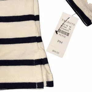 NEW Talbots Sequin Ribbon Stripe Mockneck Long Sleeve Top size Petite Medium thumbnail 5