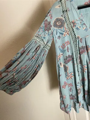 Free People Just The Two Of Us Floral Crochet Tunic Mini Dress XS thumbnail 4