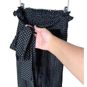 Live 4 Truth Black White Polka Dot Button Front Smocked Midi Skirt Large thumbnail 2