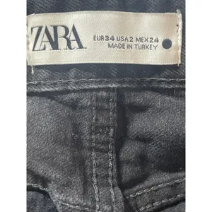 Zara Women's Black Beaded Rhinestone High Waist Wide Leg Denim Mom Jeans Size 2 thumbnail 5