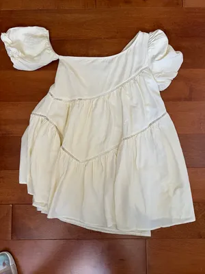 Off The Shoulder Puff Sleeve Princess Style Dress Tan Size XS thumbnail 2