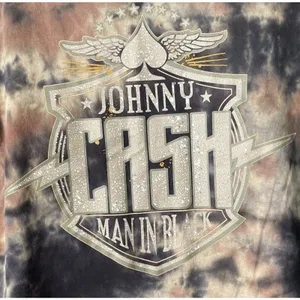 Johnny Cash T Shirt Size Large Grunge Emo Biker Goth Man in Black Tie Dye Tee thumbnail 3
