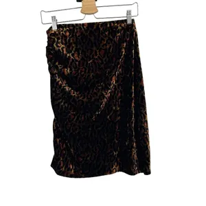 The Kooples Fire Brown Velvet Skirt Leopard Print Front Zipper Size 2 Medium‎ thumbnail 7