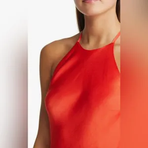 Bardot Mila High Jewel Neck Cowl Back Satin Slip Dress in Fire Red Size‎ 2 thumbnail 4