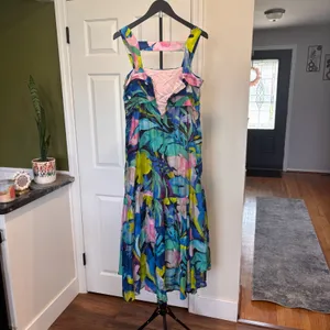 Anthropologie Sunny Midi Maxi Dress Silk Blend Women's Size XS Colorful Tropical thumbnail 5
