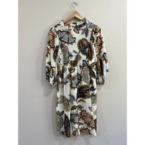 Umgee Abstract Paisley‎ Puff Sleeve Boho Babydoll Mini Dress Size Small thumbnail 5