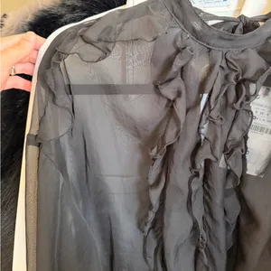 Zara NWT black ruffle long sleeve sheer mesh blouse thumbnail 7