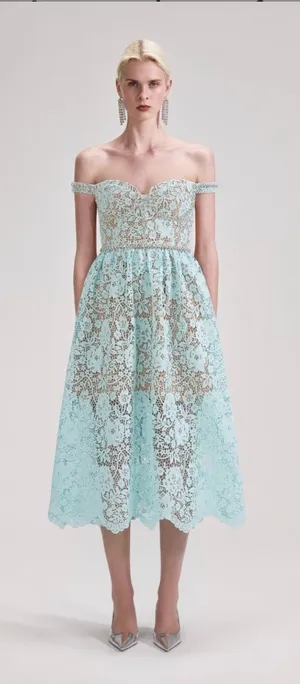 Self Portrait corded lace off shoulder dress NWT thumbnail 1
