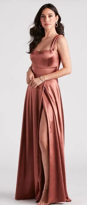 Windsor Rust One Shoulder Sleeveless Gown thumbnail 1