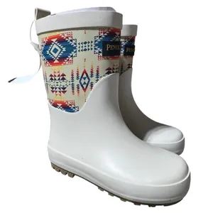 Pendleton Kids Rain Boots Western Navajo Print White Rubber Size 7 8 thumbnail 1