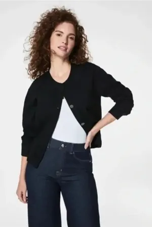 NWT $228 Spanx Women's Ponte Bomber Jacket Long Sleeve Classic Black Small thumbnail 1