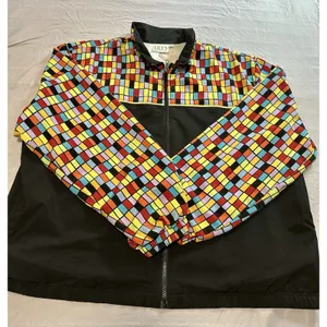 Vintage Lily’s of Beverly Hills Windbreaker Jacket XL Color Block 80s 90s Retro thumbnail 1