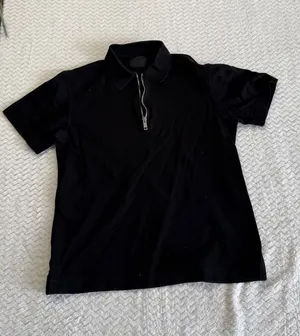 Givenchy Black Pique Quarter Zip Short Sleeve Polo Shirt Women 4689 thumbnail 1