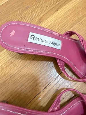 Etienne Aigner Y2K Coquette Barbiecore Bright Pink Leather Slide Open Square Toe Sz 7 US thumbnail 4