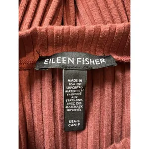 Eileen Fisher Rib‎ Knit Stretch Tunic Top Rust Brown Minimalist Quiet Luxury thumbnail 4