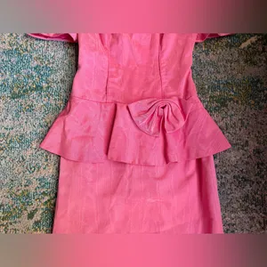 Vintage 60s pink peplum formal bridesmaid dress, size 7/8 thumbnail 3