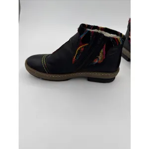 Rieker Felicitas Black Boots US 8 EU 39 Faux Leather Boho Knit Cuff Ankle thumbnail 4