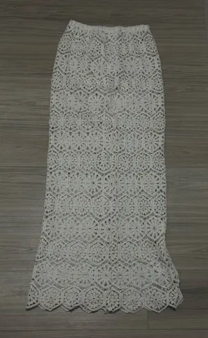 White Crochet Maxi Swim Cover Up Skirt Women’s Small thumbnail 1