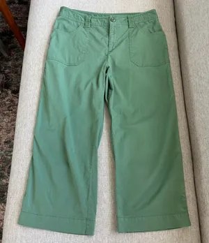 Vintage Rafaella Petites Pants 8P Green Wide Leg Crop Utility Y2K Gorpcore thumbnail 1