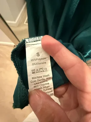 Emerald Green Satin Mini Dress with Spaghetti Straps Size S thumbnail 3