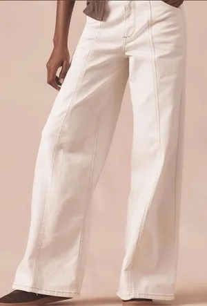 Anthropologie Maeve By Delaney Clean-Seamed High-Rise Wide-Leg Jeans size 31T thumbnail 1