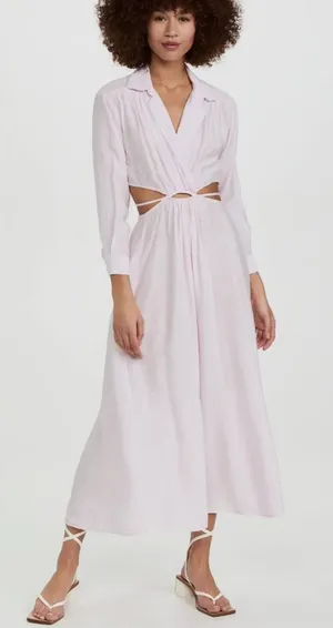 Young Fabulous and Broke Derby Cut Out Poplin Shirt Maxi Dress Light Baby Pink thumbnail 1
