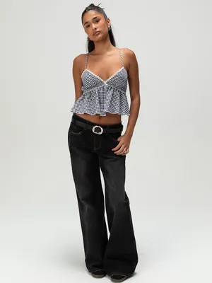 RSQ Low Rise Baggy Wide Leg Jeans In Washed BLACK Sz. 27 thumbnail 10