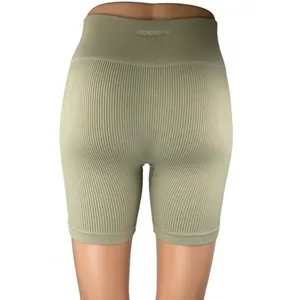 Adanola Women's Olive Green Rib Knit Mid Rise Activewear Yoga Gym Biker Shorts S thumbnail 3