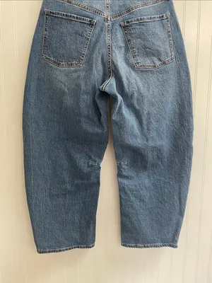 OLD NAVY High-Rise Wow Barrel Leg Jeans Medium Wash Denim Size 6 Short thumbnail 11