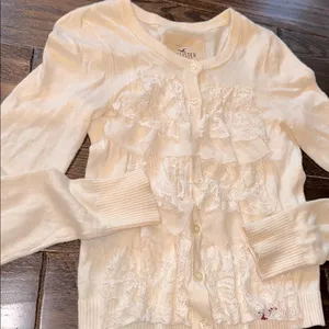 HOLLISTER Cream Cardigan Y2K babydoll Bella Swan size xsmall thumbnail 3
