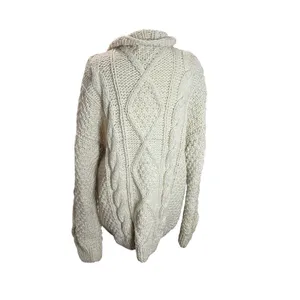 Vintage Imbacocha 100% Wool Fisherman Cable Knit Zip Cardigan L XL thumbnail 7