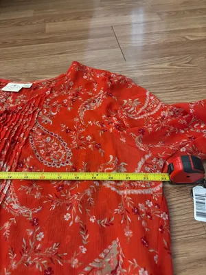 St. John's Bay Orange Paisley V-Neck Peasant Blouse Size 1X thumbnail 5