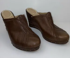 Brown Leather Studded Clog US Size 11 Wedge Mules Slide UGG Australia Women's thumbnail 1
