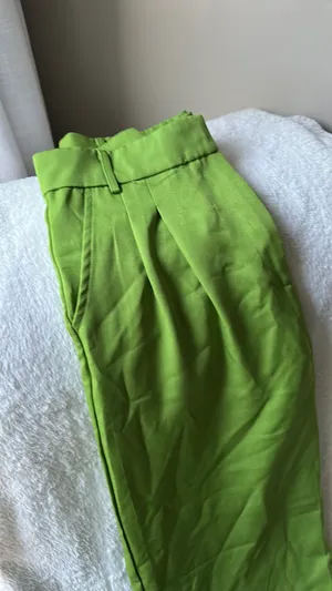 Shein Slacks Wide-Leg Flowy lime green thumbnail 5